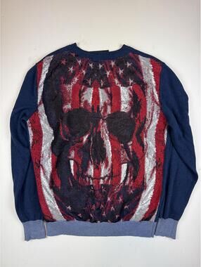 Philipp Plein American Flag Skull Double Button Cardigan